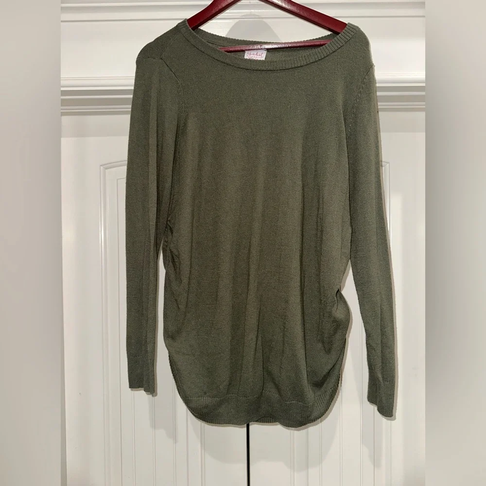 Isabel Maternity Olive Green Ruched Sweater | XL - Picture 1 of 5
